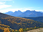 Blick zu den Sextener Dolomiten mit der Dreischusterspitze und dem Haunold