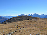 Blick vom Nebengipfel zum Hauptgipfel des Toblacher Pfannhorns