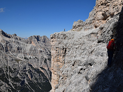 ... bevor wir den Notausstieg am Tre Dita (2694 m) erreichen.