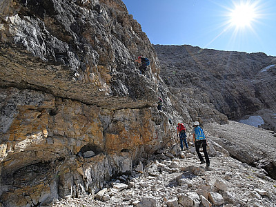 ... bevor der nächste Abschnitt des Klettersteigs beginnt.