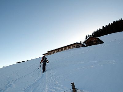 ... zur Weißbachalm auf.