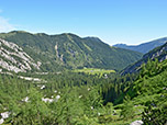 Blick hinunter zur Rohntalalm