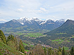 Blick vom Söldenköpfl zum Hohen Göll, zum Hohen Brett und über den Jenner zum Schneibstein