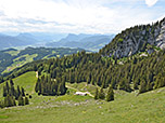 Blick über die Tristmahlnalm zum Pendling