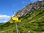 Wegweiser am Grubigjöchl