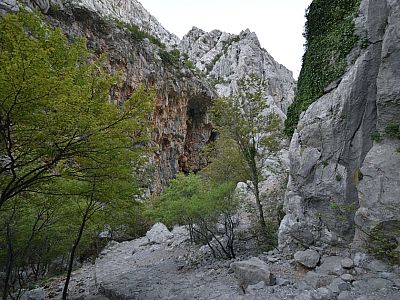 Der Ausblick auf die steilen Felswände der Schlucht