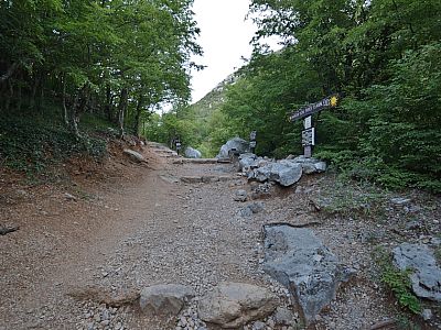 Nach links zweigt der Weg zur Manita peć  Höhle und zum Vidakov kuk ab