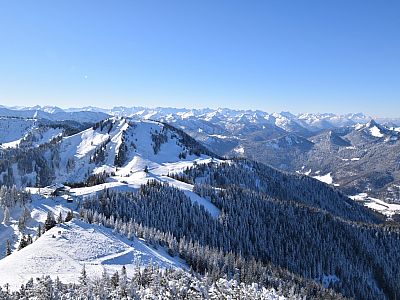 Der Ausblick nach Süden zum Karwendelgebirge