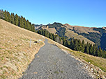 ...und wandern über einen Schotterweg leicht bergab