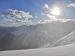 Blick nach Südwest: Grubenkopf (2606 m) und in den Wolken die Alpler Spitze (2748 m)