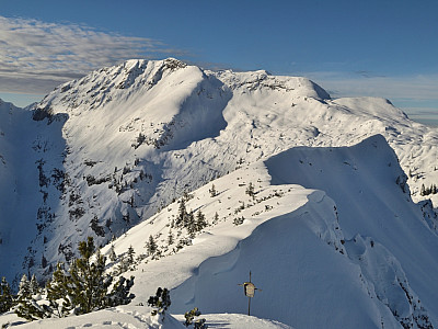 Ein letzter Blick zur Scheinbergspitze in der Abendsonne...