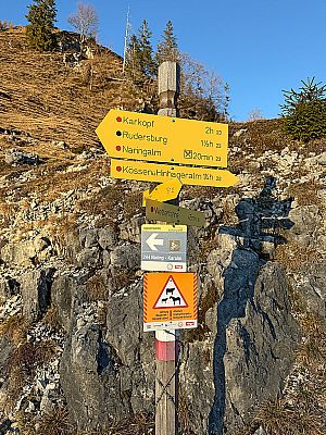...zur Verzweigung vor der Hinhageralm