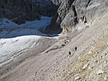 Marsch hinunter zum Gletscher