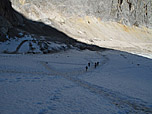 Blick zurück über die ersten Meter am Gletscher