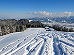Blick zurück zur Schnaiteralm und Speckeralm