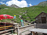 Blick von der Hüttenterrasse zur Ahornspitze
