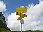 Wegweiser an der Almhütte