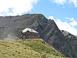 Die Hütte vom Leibnitzbach aus betrachtet