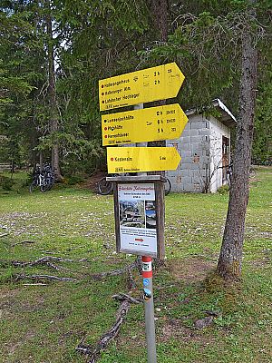 Wegweiser am Radlparkplatz
