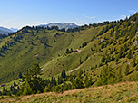 Die Hütte liegt eingebettet in die weitläufigen Wiesen...