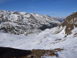 Der Ausblick auf das Martelltal und die Marteller Hütte