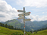 Wegweiser ein Stück östlich der Alm