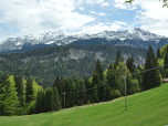 Der Blick von der Terrasse zum Wettersteingebirge
