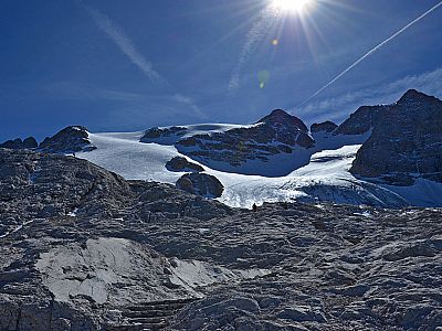 Blick von der Hütte zur Marmolada