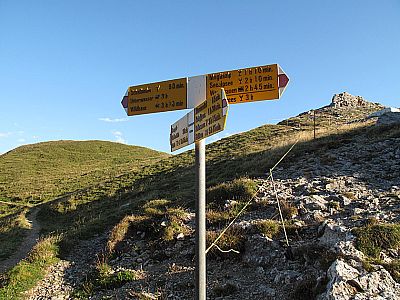 Wegweiser am Rotsteinpass