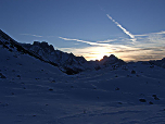 Sonnenaufgang zwischen Hoher Gaisl und Monte Cristallo