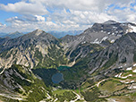 Soiernkessel und Soiernseen von der Schöttelkarspitze gesehen