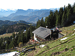 Blick von der Altkaseralm zum Spitzsteinhaus