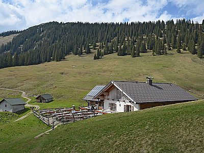 Die Stepbergalm vor dem Hirschbichel