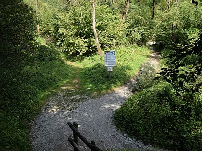 Ein Pfad führt in das trockene Flussbett des Rio Secco