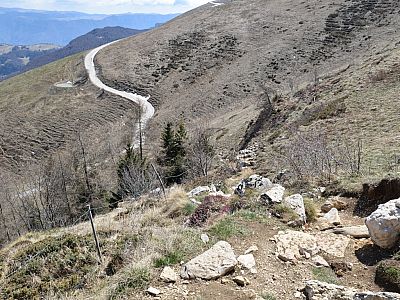 Steil bergab führt uns der Weg zu einer Straße
