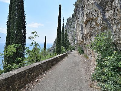 Über die alte Straße geht es nun bequem den Hang entlang