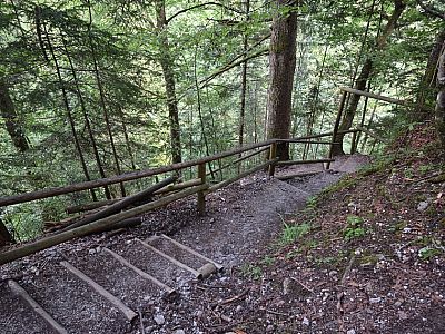 ... und über zahlreiche Stufen steigen wir wieder ab.