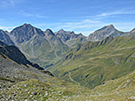 Blick zu den Pfunderer 3000ern: Links die Wurmaulspitze, rechts die Grabspitze