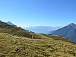 Blick zu den Dolomiten, links spitzt die Eidechsspitze hervor