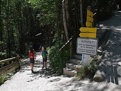 Nach einer Weide zweigt links der Weg zur Wimbachklamm ab