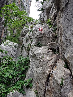 Wir passieren eine drahtseilgesicherte Kletterstelle