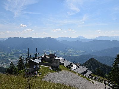 Der Ausblick zurück auf die Gipfelstation und auf das Panoramarestaurant