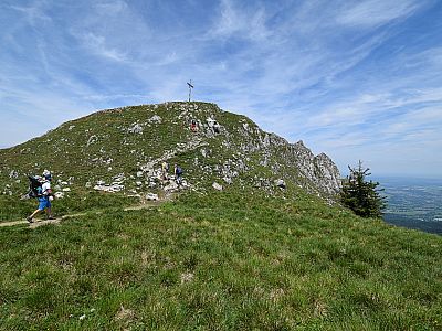 Über einen kleinen Steig erreicht man das Gipfelkreuz