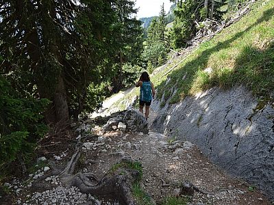 Unterhalb des Schrödelstein geht es steil bergab