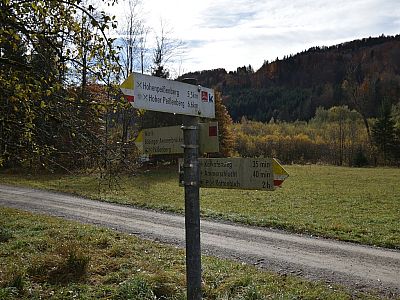 Am Waldhaus Schnalz biegen wir rechts ab