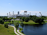 Der Ausblick auf das Olympiastadion vom Olympiaberg