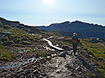 Planken helfen uns über sumpfiges Terrain hinweg