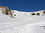 Blick hinauf zum Rotwandgipfel