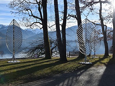 Eine Bank lädt in Zell am See zum Verweilen ein