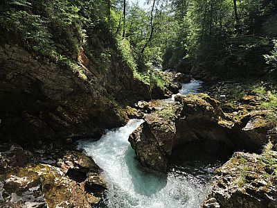 Unter uns hat sich die Radovna tief in den Felsen gefressen